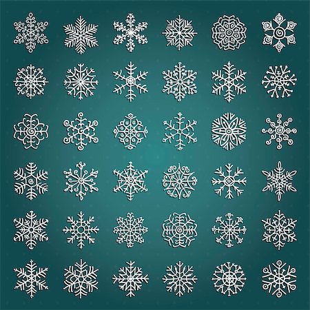 Sketched Winter Snow Flakes Doodles. Hand-Drawn Christmas Vector Illustration. New Year Decorative Design Elements Stock Photo - Budget Royalty-Free & Subscription, Code: 400-08677270