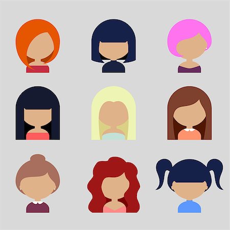 Colorful Avatars Icons Set in Flat Style Stock Photo - Budget Royalty-Free & Subscription, Code: 400-08677417
