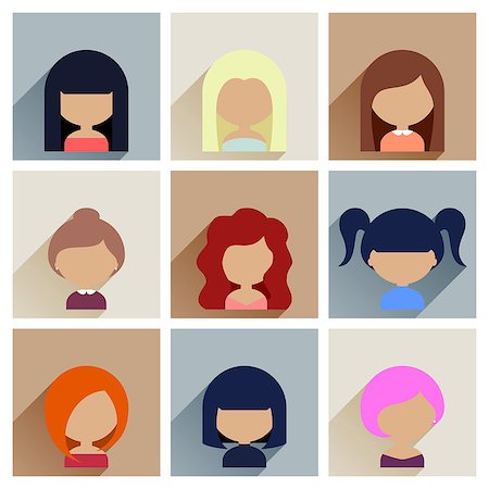 Colorful Avatars Icons Set in Flat Style with Long Shadow Stock Photo - Budget Royalty-Free & Subscription, Code: 400-08677420