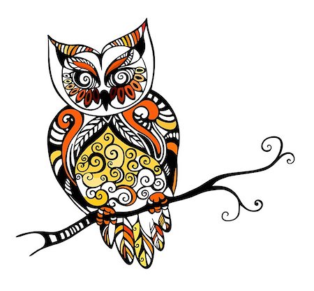 vector illustration of an owl Stock Photo - Budget Royalty-Free & Subscription, Code: 400-08677541