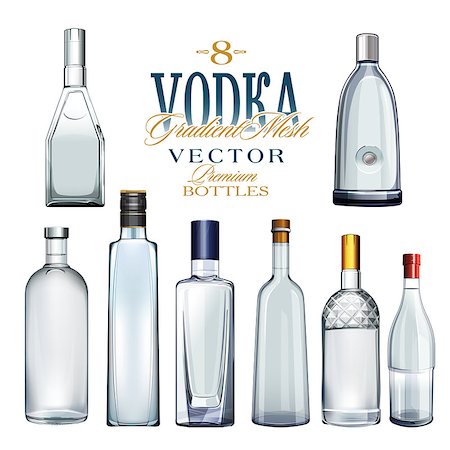 8 different bottles of vodka in a vector. Stock Photo - Budget Royalty-Free & Subscription, Code: 400-08677937