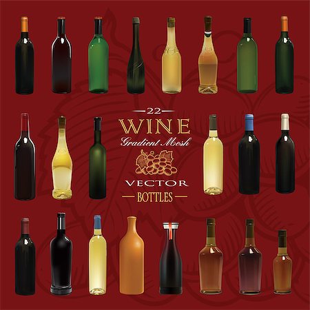 22 different bottles of wine in a vector. Foto de stock - Royalty-Free Super Valor e Assinatura, Número: 400-08677940