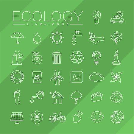 Ecology concept line style vector icons set. Foto de stock - Royalty-Free Super Valor e Assinatura, Número: 400-08677941