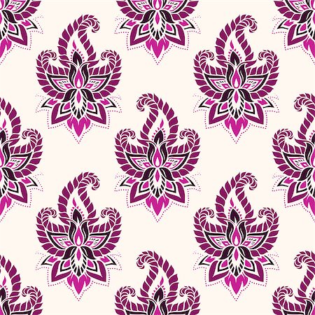 sanyal (artist) - Seamless pattern based on traditional Asian elements Paisley. Boho vintage style vector background. Best motive for print on fabric or papper. Fotografie stock - Microstock e Abbonamento, Codice: 400-08677967