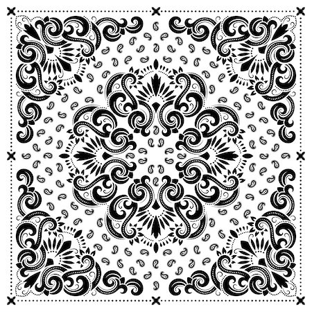 sanyal (artist) - Vector ornament paisley Bandana Print, silk neck scarf or kerchief square pattern design style for print on fabric. Fotografie stock - Microstock e Abbonamento, Codice: 400-08677980