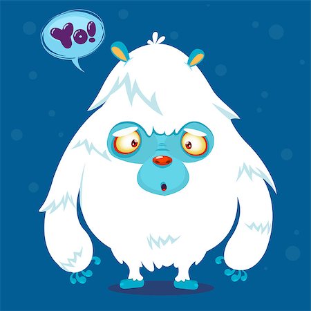 simsearch:400-07332399,k - Happy cartoon yeti monster. Halloween vector monster bigfoot with white fur isolated Stock Photo - Budget Royalty-Free & Subscription, Code: 400-08677998