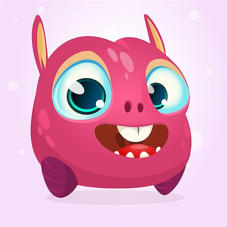 simsearch:400-06738068,k - Cute cartoon monster. Halloween vector pink monster isolated Stock Photo - Budget Royalty-Free & Subscription, Code: 400-08678007