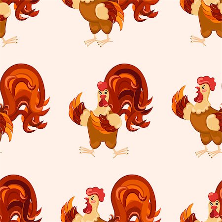 simsearch:400-08678054,k - Cock pattern. Cartoon style. Rooster set vector illustration. Vector image of a cock. Stock Photo - Budget Royalty-Free & Subscription, Code: 400-08678055