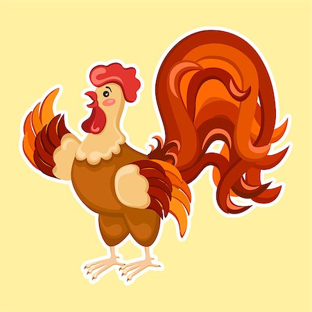 simsearch:400-08678054,k - Cock farm animal vector. Rooster vector. Illustration of bird in cartoon style. Ready for package design, icon, logo design and others. Vector image of a cock. Cartoon Stock Photo - Budget Royalty-Free & Subscription, Code: 400-08678052