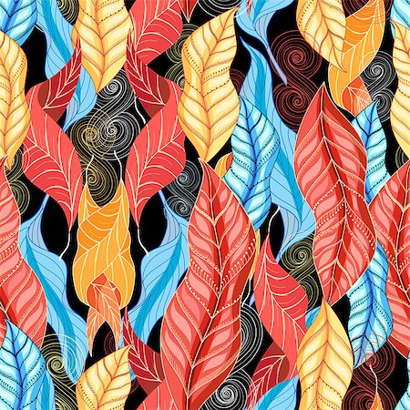 simsearch:400-07932621,k - Seamless graphic pattern of colorful autumn leaves. Vector illustration Foto de stock - Royalty-Free Super Valor e Assinatura, Número: 400-08678072