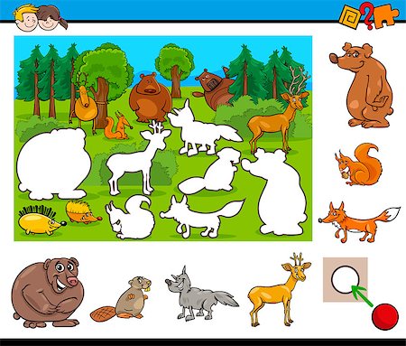 simsearch:400-08919841,k - Cartoon Illustration of Educational Activity for Preschool Children with Wild Animal Characters Stockbilder - Microstock & Abonnement, Bildnummer: 400-08678119