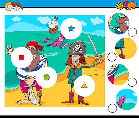 simsearch:400-09052567,k - Cartoon Illustration of Educational Activity Task for Preschool Children with Pirates Characters Stock Photo - Budget Royalty-Free & Subscription, Code: 400-08678130
