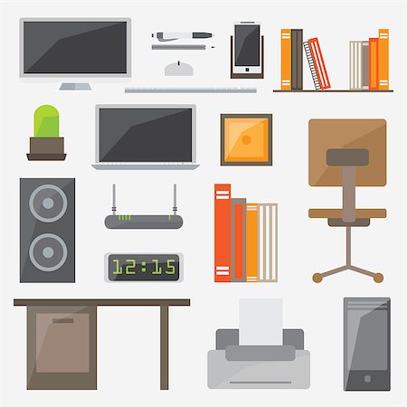 Modern design flat icon vector collection concept, office things and equipment. Stock Photo - Budget Royalty-Free & Subscription, Code: 400-08678296