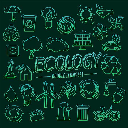 simsearch:400-08553864,k - Ecology doodle icons set. Vector sketch illustration. Stock Photo - Budget Royalty-Free & Subscription, Code: 400-08678454