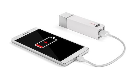 Smartphone charging with power bank on white background Stock Photo - Budget Royalty-Free & Subscription, Code: 400-08678499