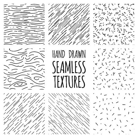 sketchy - Set of seamless hand drawn irregular uneven black and white textures, vector illustration Stock Photo - Budget Royalty-Free & Subscription, Code: 400-08678586