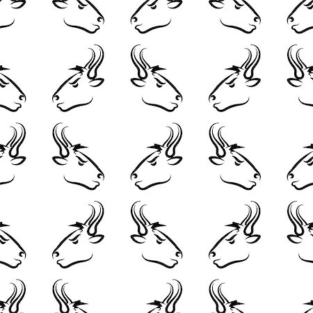 Bull Head Icon Seamless Pattern. Farm Cow Background Stock Photo - Budget Royalty-Free & Subscription, Code: 400-08678730