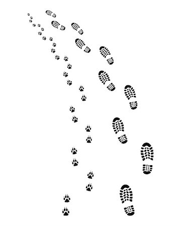 footprints on a path vector - Footprints of man and dog, turn left, vector Stock Photo - Budget Royalty-Free & Subscription, Code: 400-08678778