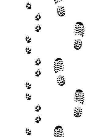 footprints on a path vector - Prints of shoes and paws of dog, seamless vector wallpaper Stock Photo - Budget Royalty-Free & Subscription, Code: 400-08678779