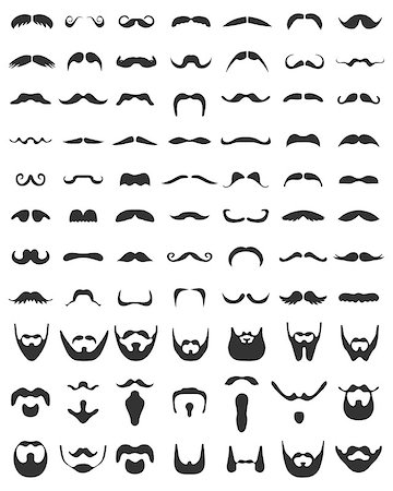 desgreñado - Beard with moustache or mustache vector icons set Foto de stock - Super Valor sin royalties y Suscripción, Código: 400-08678772