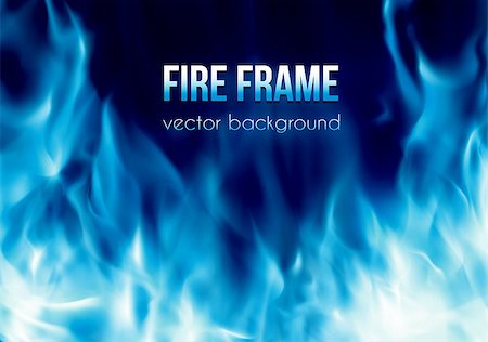 Abstract vector background with blue color burning fire flames frame and blank space for text. Fiery banner design template Stock Photo - Budget Royalty-Free & Subscription, Code: 400-08678894