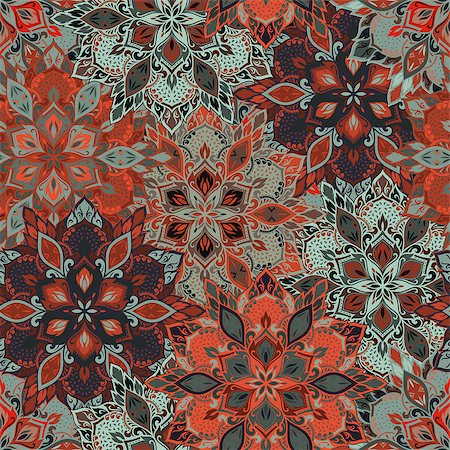 sanyal (artist) - Boho style flower seamless pattern. Tiled mandala design, best for print fabric or papper and more. Fotografie stock - Microstock e Abbonamento, Codice: 400-08679192