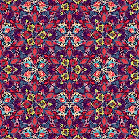 simsearch:400-08675339,k - Boho style flower seamless pattern. Tiled mandala design, best for print fabric or papper and more. Stock Photo - Budget Royalty-Free & Subscription, Code: 400-08679201