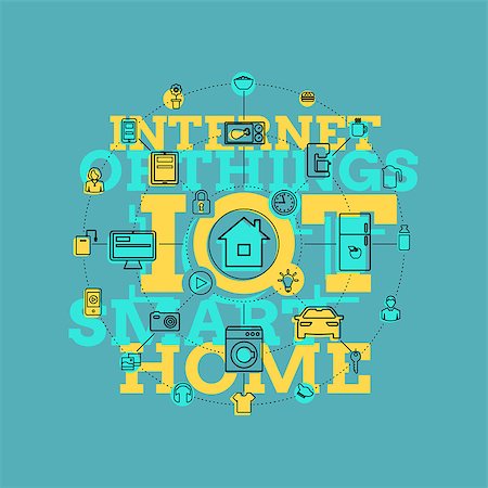 Line icons infographic. Smart home and internet of things concept. Foto de stock - Royalty-Free Super Valor e Assinatura, Número: 400-08679364