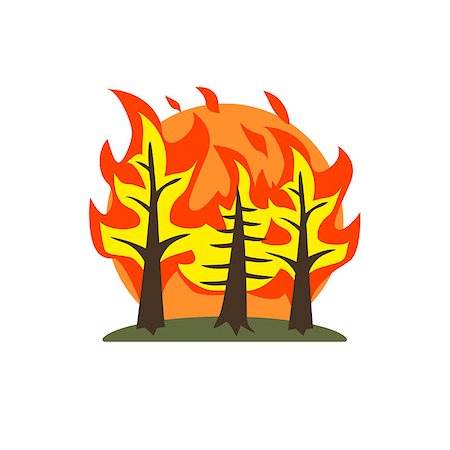 summer destroy - Forest Fire Natural Force Flat Vector Simplified Style Graphic Design Icon Isolated On White Background Stock Photo - Budget Royalty-Free & Subscription, Code: 400-08679536