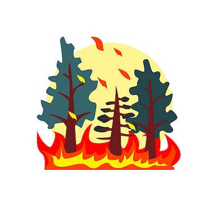 summer destroy - Blazing Forest Natural Force Flat Vector Simplified Style Graphic Design Icon Isolated On White Background Stock Photo - Budget Royalty-Free & Subscription, Code: 400-08679539