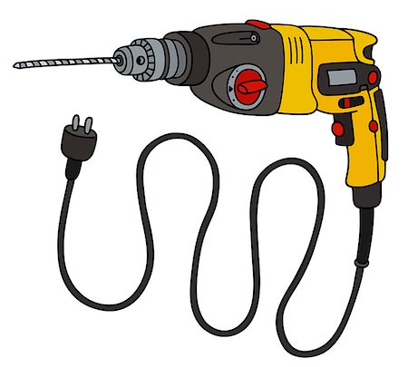 drill and cartoon - Hand drawing of a yellow electric impact drill Stock Photo - Budget Royalty-Free & Subscription, Code: 400-08679572