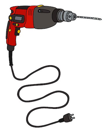 drill and cartoon - Hand drawing of a red electric impact drill Stock Photo - Budget Royalty-Free & Subscription, Code: 400-08679573