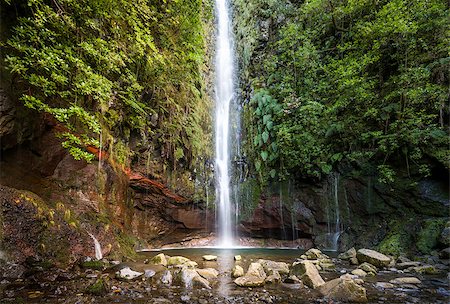 steffus (artist) - Big waterfall in the final point of popular hiking route levada 25 fontes. Rabacal, Madeira island, Portugal. Fotografie stock - Microstock e Abbonamento, Codice: 400-08679626