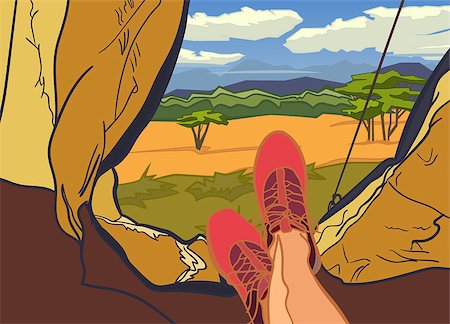Vector illustration on themes nature of Africa, safari, noon in Savannah, hunting, camping, trip. Sports, Camping, outdoor recreation adventures in nature vacation Camping tent Stock Photo - Budget Royalty-Free & Subscription, Code: 400-08679682