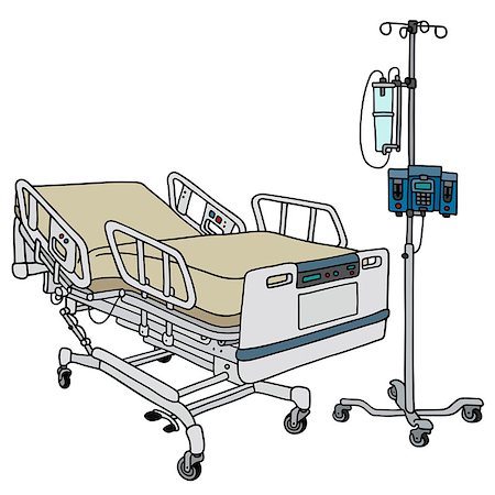 posición de rueda - Hand drawing of a hospital position bed Foto de stock - Super Valor sin royalties y Suscripción, Código: 400-08679699