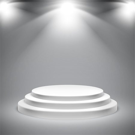 empty podium - Round white podium with empty space illuminated by lights Stock Photo - Budget Royalty-Free & Subscription, Code: 400-08679915