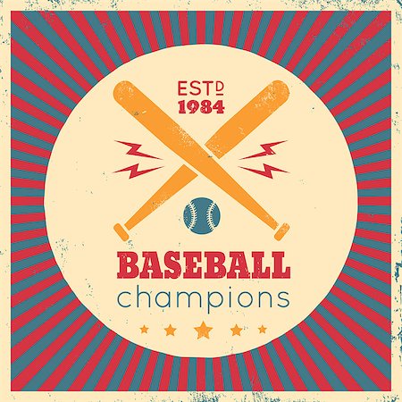 Vintage vector sport logo. Baseball champions Stock Photo - Budget Royalty-Free & Subscription, Code: 400-08679924