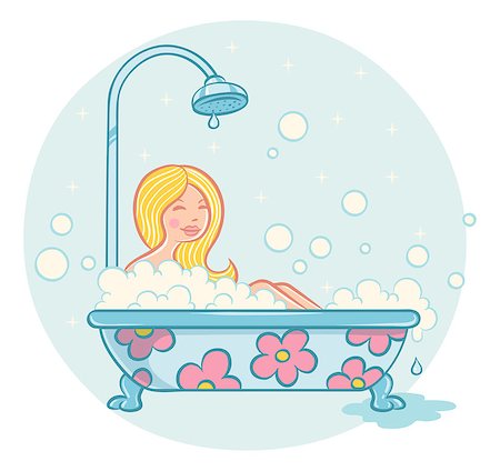 Vector illustration of girl in bathroom Stock Photo - Budget Royalty-Free & Subscription, Code: 400-08679926
