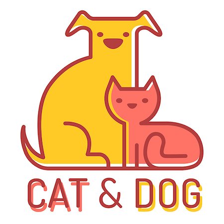 simsearch:400-08750179,k - Vector flat logo with cat and dog Stock Photo - Budget Royalty-Free & Subscription, Code: 400-08679927