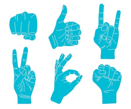 Hand gestures silhouettes. Set of vector symbols and icons. Stock Photo - Budget Royalty-Free & Subscription, Code: 400-08679934