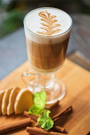 simsearch:400-06142439,k - coffee with ginger cinnamon and mint closeup Stock Photo - Budget Royalty-Free & Subscription, Code: 400-08670084