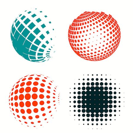 simsearch:400-08670454,k - Set of Abstract Halftone Circles Logo, vector illustration globes in colorful dots Stock Photo - Budget Royalty-Free & Subscription, Code: 400-08670441