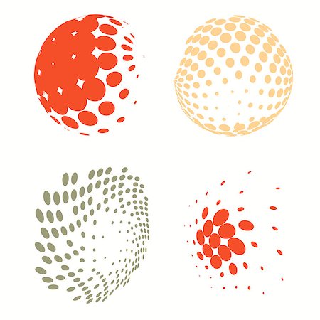 simsearch:400-08672921,k - Set of Abstract Halftone Circles Logo, vector illustration globes in colorful dots Stock Photo - Budget Royalty-Free & Subscription, Code: 400-08670456