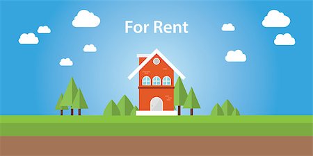 for rent renting house with text on top of the house vector illustration Foto de stock - Super Valor sin royalties y Suscripción, Código: 400-08670474