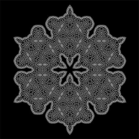 espirógrafo - White Mandala Isolated on Black Background. Round Ornament Foto de stock - Royalty-Free Super Valor e Assinatura, Número: 400-08670498