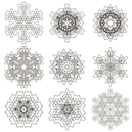 espirógrafo - Round Geometric Ornaments Set Isolated on White Background Foto de stock - Royalty-Free Super Valor e Assinatura, Número: 400-08670503