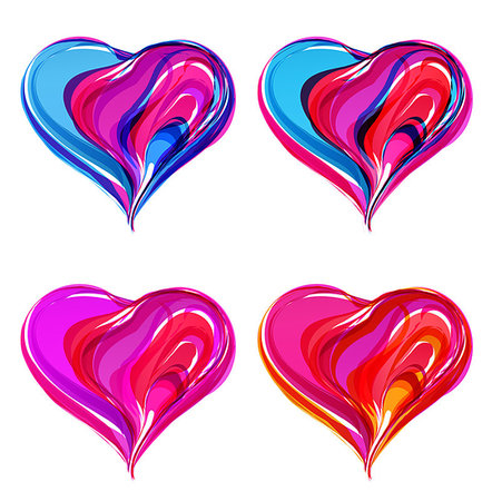 simsearch:400-08410647,k - Vector colorful abstract hearts, set heart color Stockbilder - Microstock & Abonnement, Bildnummer: 400-08670558