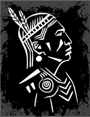 North American Indian chief blak and white - vector illustration Stock Photo - Budget Royalty-Free & Subscription, Code: 400-08670675