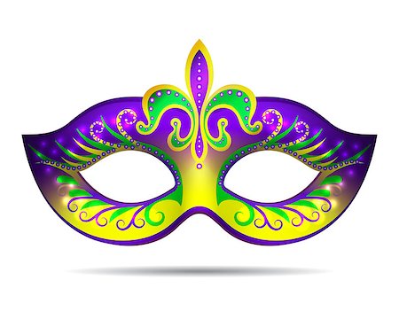 simsearch:400-04342150,k - Mardi Gras mask isolated on white. Vector illustration Stock Photo - Budget Royalty-Free & Subscription, Code: 400-08670756