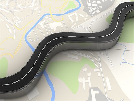 simsearch:400-08957399,k - 3d illustration of road over map background Photographie de stock - Aubaine LD & Abonnement, Code: 400-08670805